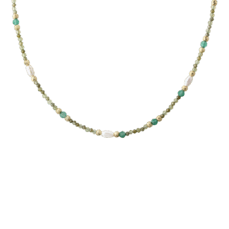Aqua Dulce Verde Mix halskæde sølv forgyldt 42+3cm.