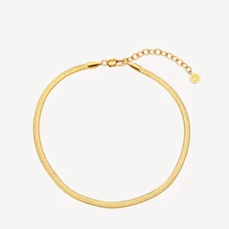 Sistie Snake armbånd 3mm stål forgyldt 17+3cm.
